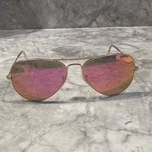 Ray-Ban Gold Frame with Pink Lenses Sunglasses